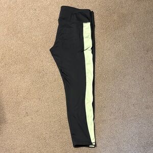 Under Armour Gray Leggings with Neon Lime Side Stripe